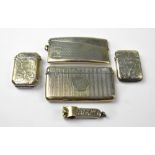 An Edward VII hallmarked silver vesta case with engine turned vesta case, maker's mark rubbed,