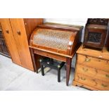 A contemporary Indonesian hardwood roll-top desk,