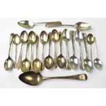 A collection of hallmarked silver tea and coffee spoons of various forms,