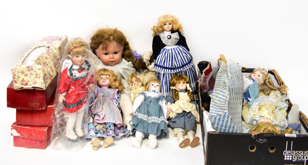 Seventeen modern porcelain collectors' dolls to include Alberon, some boxed,