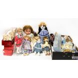 Seventeen modern porcelain collectors' dolls to include Alberon, some boxed,