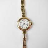 ROLEX; a vintage 1914 ladies' pink/rose gold wristwatch,