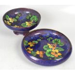 ROYAL DOULTON; a 'Nasturtium' pattern fruit bowl raised on pedestal base,