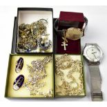 Various modern and vintage costume jewellery to include a gentlemen's Certina crown wind wristwatch,