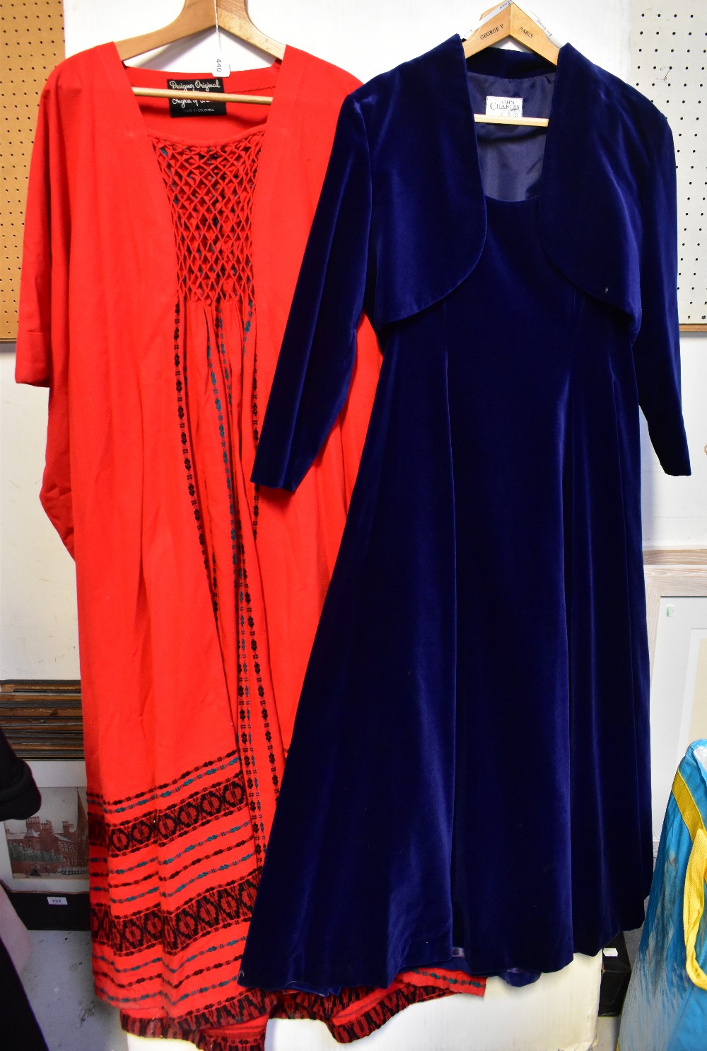 Four vintage dresses comprising a red woven traditional style dress by Ingrid of Columbia with - Image 2 of 2