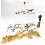 A quantity of vintage and modern costume jewellery and collectibles to include silver agate brooch,