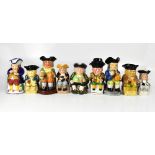 A collection of Toby and character jugs, plus one other, various designs and makes.