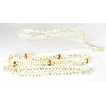 Three South Pacific cowrie and other shell necklaces of various designs and lengths,