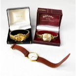 ROTARY; a gentlemen's Shock Resistant gold plated vintage wristwatch,