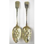 A pair of early 19th century hallmarked silver berry spoons,