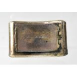 A Georgian silver snuff box of rectangular cushion form, the hinged lid engraved,