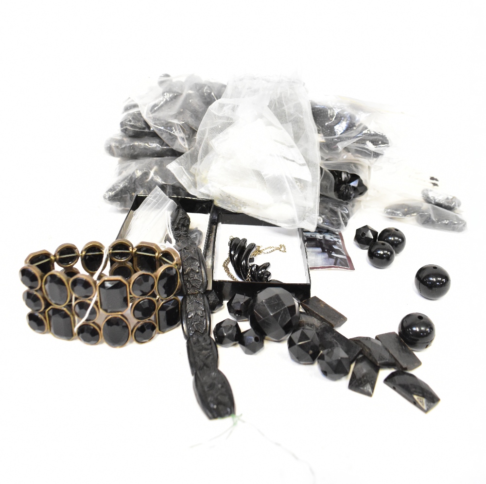 A large quantity of Victorian and Edwardian beads and trims to include French jet and Whitby jet