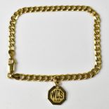 A 9ct gold flat curb bracelet with a small pendant for 'WCS Club', inset with a tiny diamond,