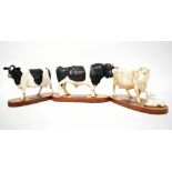 BESWICK; a 'Charolais Cow and Calf' figural group on wooden oval plinth,