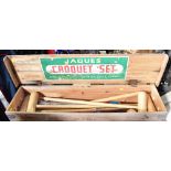 JAQUES; a modern John Jaques & Son croquet set in wooden carry case,