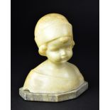 DANIEL GREINER (1872-1943); an alabaster bust of a young girl, impressed name to the back,