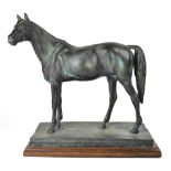 AFTER MAX LANDSBERG; a bronzed statue depicting a racehorse, on bronzed plinth,