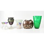 A small collection of glass vases to include a German Art Deco style ovoid vase,