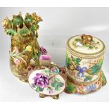 Three late 19th/early 20th century Continental Majolica items to include a large cheese dome with