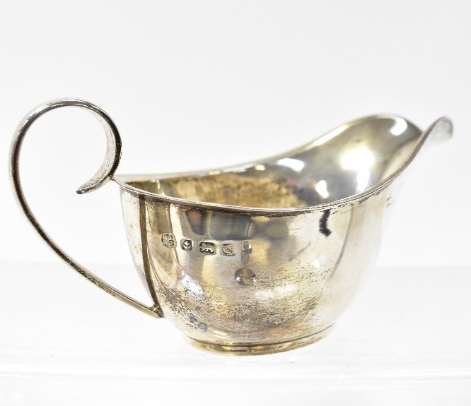 A hallmarked silver sauce boat will scroll handle, 3. - Image 3 of 4