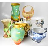 A quantity of various ceramics to include a boxed Nao figure, Coalport vases, pin dishes,