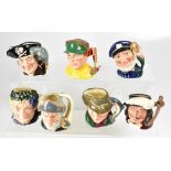 ROYAL DOULTON; a collection of seven character jugs to include D6386 'Long John Silver',