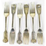A set of six Victorian hallmarked silver forks, Chawner & Co, London 1859, approx 10.6ozt (6).