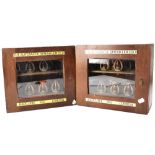 A pair of cased sprinkler sample displays by the Automatic Sprinkler Co Ltd, Radcliffe and London,