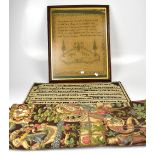 A 19th century cross stitch sampler with script 'Jesus permit thy gracious name to stand,