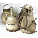 Four vintage aluminium milking kits (4).