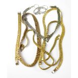 A small collection of costume jewellery comprising six chain and snake link necklaces,