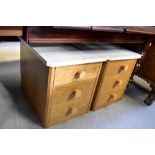 A pair of modern bespoke made oak bedside drawers,