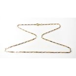 A 9ct rose gold alternating box link necklace, length approx 52cm, approx 5.2g.