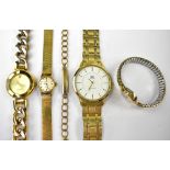 OMEGA, GENEVE; a ladies' vintage gold plated wristwatch,