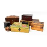 Various antique and vintage collectible boxes and tins,