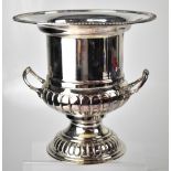 A quantity of silver plated items to include a campana-form Champagne cooler,