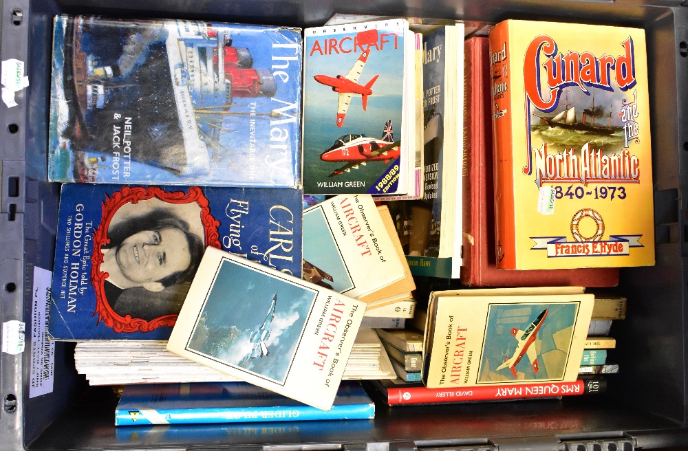 A quantity of books relating to planes and boats, including fiction and non-fiction,