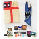 A quantity of maritime collectibles to include two signal flags, a Stratton compact,
