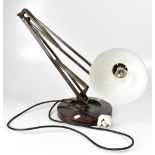 A vintage brown Anglepoise desk lamp, height when extended 108cm.