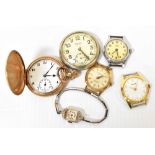 Various pocket watches, wristwatch heads and wristwatches,