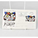 DAVID HOCKNEY; a first day cover dated 1981 bearing the artist's signature, dated April 19th 1990.