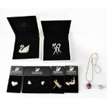 SWAROVSKI; various items of crystal inset jewellery to include a brooch in the form of a swan,