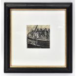 EARLY 20TH CENTURY ENGLISH SCHOOL; charcoal and chalk, study of figures aboard the ship 'Statona',