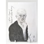 DAVID HOCKNEY; a postcard inscribed 'For James', and bearing the artist's signature.