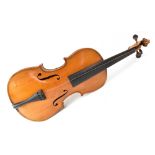 A cased full size violin with bow.