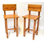 A pair of modern pine high stools, height to seat 72cm (2).