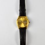 OMEGA; a gentlemen's vintage gold plated wristwatch,
