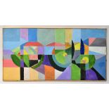 DAVID ALAN SAMUELS (20th century); abstract 'Lily Pond', 51 x 100cm, framed.