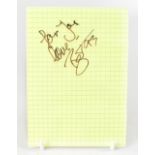 DAVID BOWIE; a piece of graph paper inscribed 'For You Love',