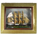 PASSAT; a diorama of a 19th century four-masted schooner with parchment sails,